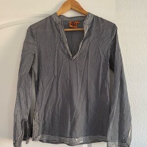 Tory Burch Stephanie Tunic Navy and White with Sequin Accents